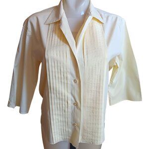 Medium/Large Vintage Brentshire 1960's Blouse Pleated 3/4 Sleeves Rockabilly